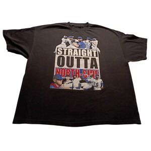 Unbranded T-Shirt Men's Straight Outta North Side Chicago Baseball Black 2XL